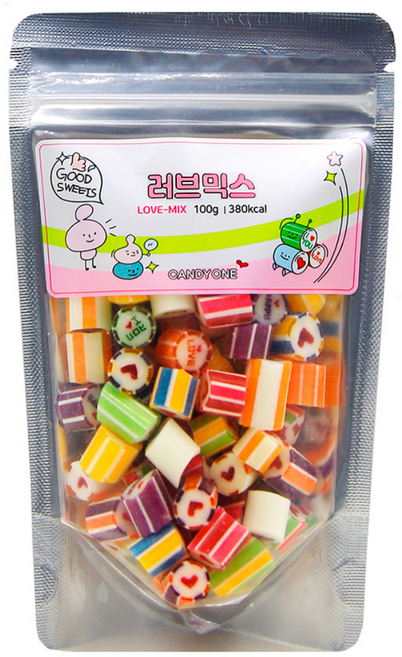 다랑다랑 수제 캔디 러브 믹스 파우치, 100g, 1개