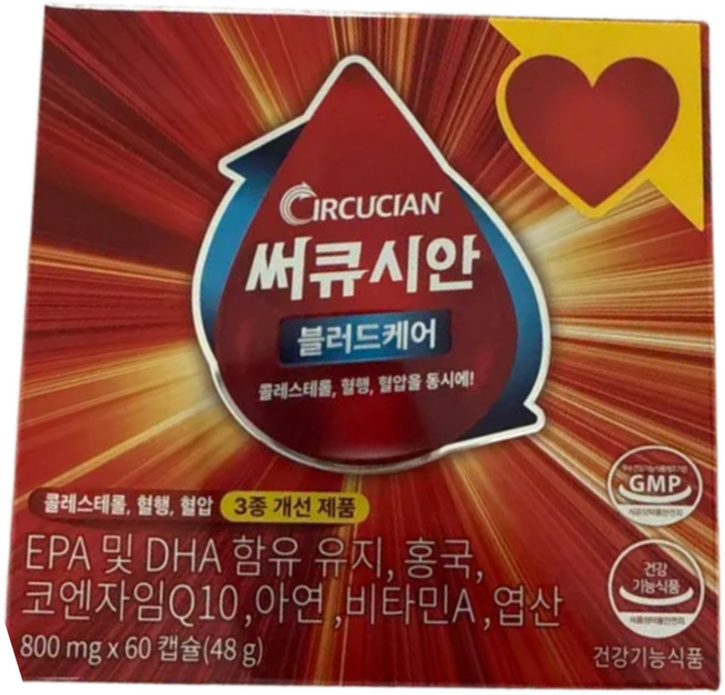 써큐시안 블러드케어 콜레스테롤 혈중 중성지질 혈행케어 복합관리 60캡슐 3개, 60회분