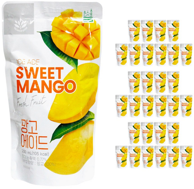 편의점 아이스 파우치음료BG 망고에이드 230ml(10봉), 230ml, 30개
