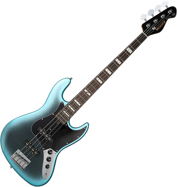 무어MOOER 베이스기타 MBJ412 (다크블루) 포플러 우드바디 BASS 기타 투톤 컬러 / 우수한 사운드 밸런스, 1개, 다크블루