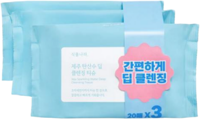 식물나라 제주 탄산수 딥 클렌징 티슈, 20매입, 6개
