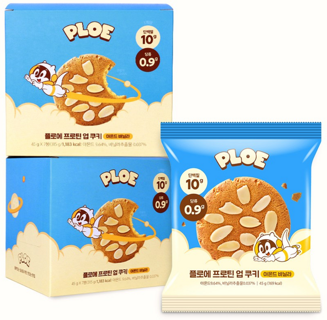 [당 1g대] 플로에 프로틴업 단백질 쿠키 아몬드 바닐라, 1박스, 315g