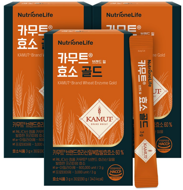 [무료배송/오늘출발] 뉴트리원 카무트효소 골드 곡물맛 발효효소 세트구성, 3개, 30회분