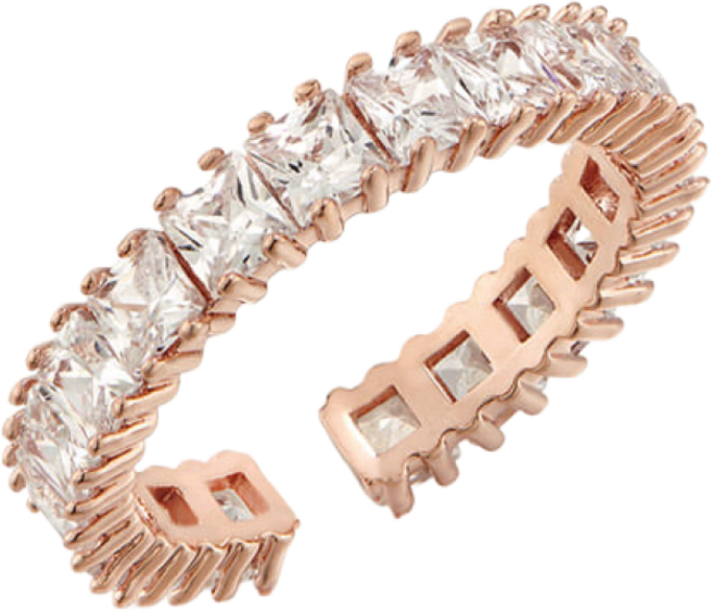 [끄란느] 14K GOLD PLATED 스퀘어 큐빅 테니스 프리사이즈 링 C24RB082