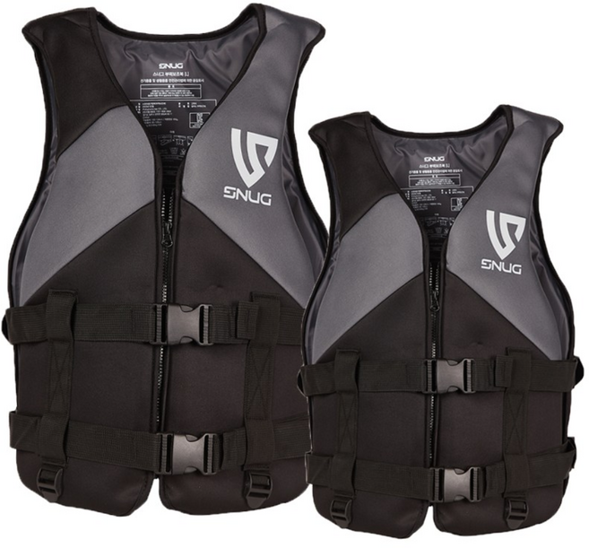 스너그 네오프렌 구명조끼 부력보조복 성인 남여공용 2종 세트, 그레이