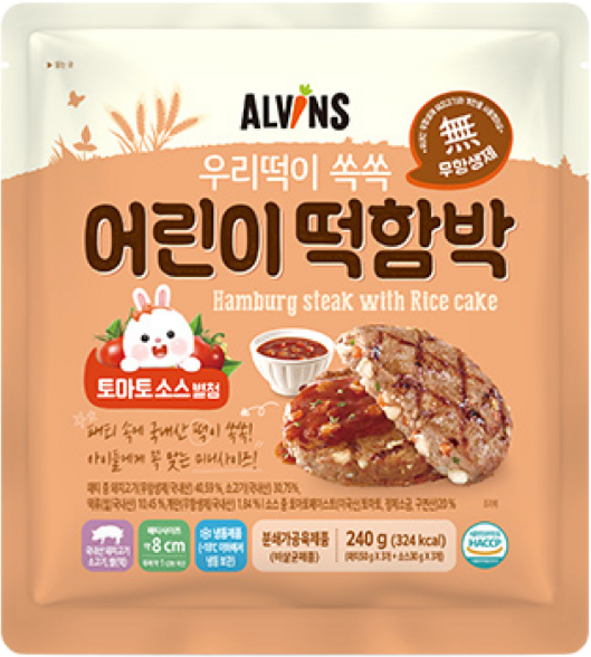 엘빈즈 우리떡이 쏙쏙 어린이 떡함박, 1세트, 떡함박스테이크, 240g