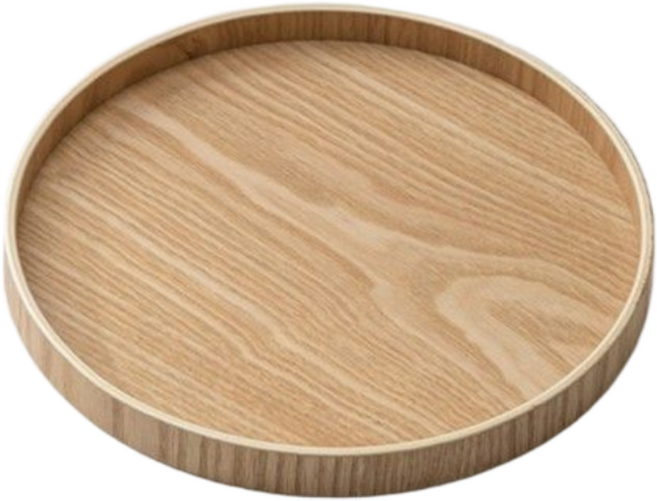 스탠다 3종 원목 원형 쟁반 트레이, 1개, 베이지
