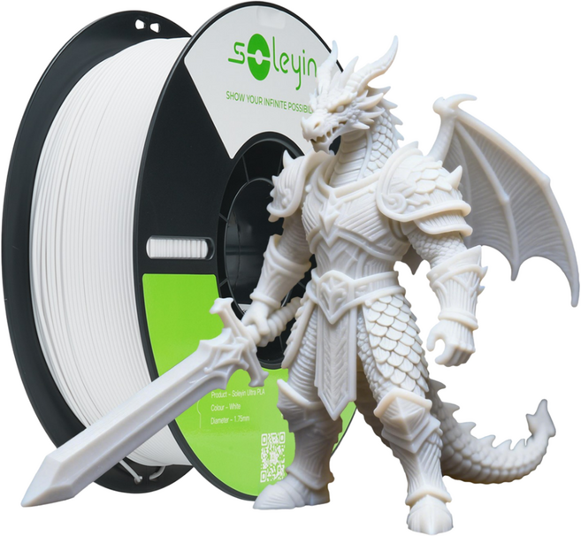 CREALITY 크리알리티 고속 프린팅 Soleyin Ultra PLA 3D 프린터 필라멘트1.75mm 1kg, 흰색