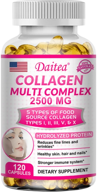 콜라겐 복합체 - 2500 mg 노화 방지 주름 방지 피부 모발 및 손톱 건강을 지원하고 면역 건강을 향상시킵니다., 2개, 120정 - 쿠팡