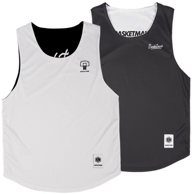 BASKETMAN 리버서블 져지 - 양면 농구나시 기능성 트레이닝 슬리브리스 농구유니폼