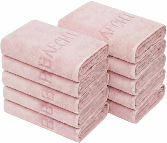 배이치노 먼지없는 부드러운 호텔수건 150g 고급 수건, 10개, 베이비핑크