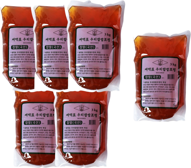 5+1 [3kg] 새댁표 우리찹쌀조청 고추장용 대용량, 3kg, 6개