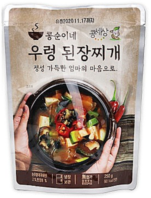 콩세상 국내산 우렁 된장찌개 논우렁이 호박 버섯 두부 작두콩 된장국, 4개, 250g