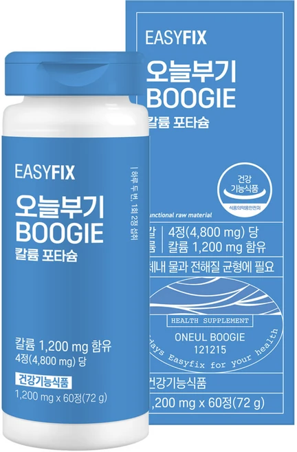칼륨 포타슘 오늘 부기 국내산 제이인산칼륨 영양제 1200mg 이지픽스, 1개, 60정 - 쿠팡