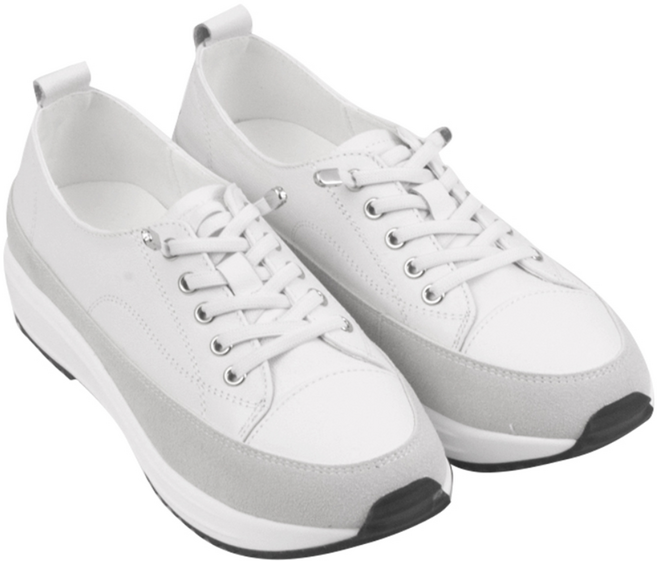 슈리오 여성 소가죽 토캡 컴포트 통굽 스니커즈 5cm