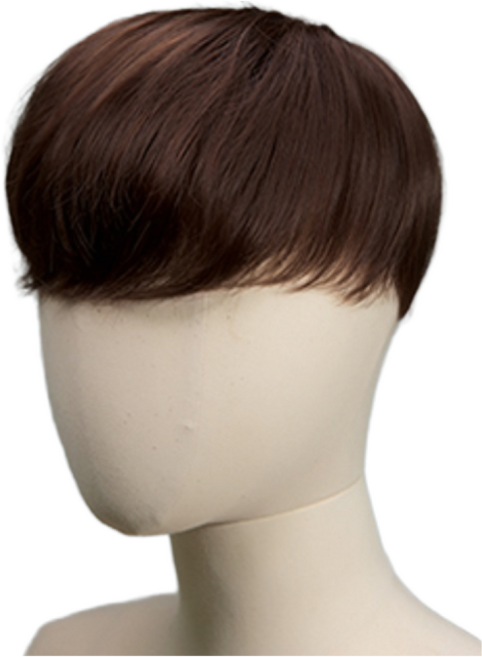 남성용 베이직 탈모 정수리 커버 투블럭 가발 L, 내츄럴브라운, 1개