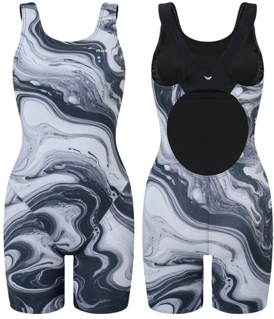 무아 블랙마블 여성용 반신 3부 실내 수영복