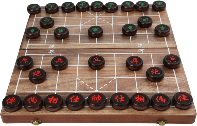 접이식 우드 보드게임 중국 장기판 장기알 세트, 혼합색상, 1개