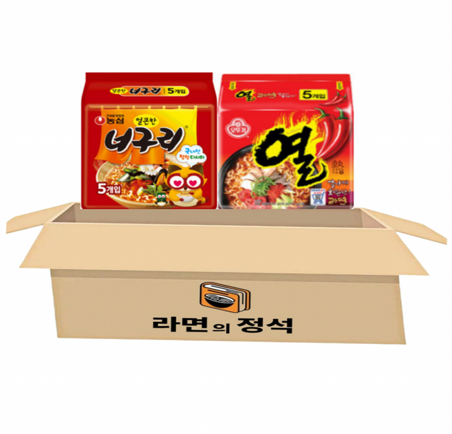 [라면의정석] 봉지 라면 세트 2종 (너구리 5입 +열라면 5입) 인기라면4종, 1세트
