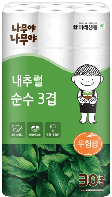 미래생활 나무야나무야 내추럴순수3겹데코 22m 30롤 X1팩, 30개입, 1개