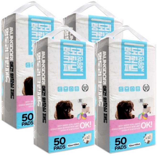 멍도리 강아지배변패드 크린 패드 50매(아로마향)x4개, 1개