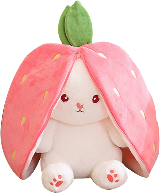 크앤비 딸기 토끼 당근 토끼 과일 변신하는 부드러운 인형, 딸기토끼(중), 1개