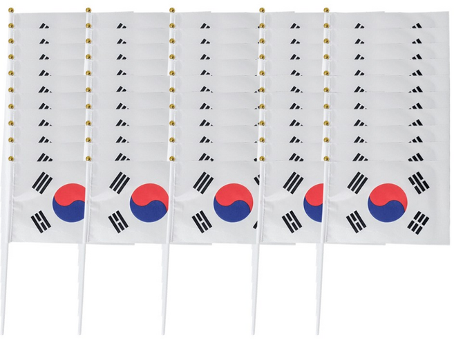 쇼핑팩토리 미니 천 수기 태극기, 50개, 소형 조립O