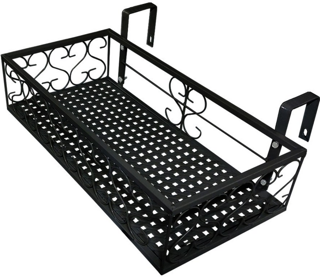 MK 베란다 화분걸이대 일반 난간용 (직각 60 X 25cm) 난간고리2개형, 블랙