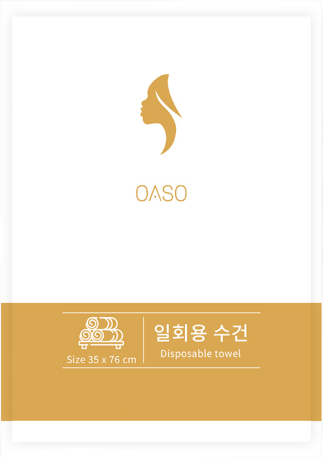 오아소 프리미엄 일회용 수건 개별포장 35x76cm, 50개, 화이트