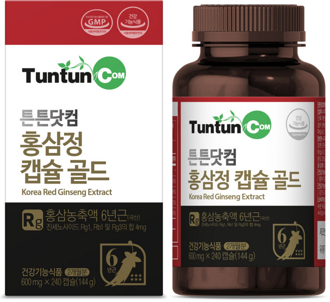 튼튼닷컴 홍삼정 캡슐골드 [2개월분] - 국산 6년근 홍삼농축액 함유 / 캡슐 타입, 1개, 240정