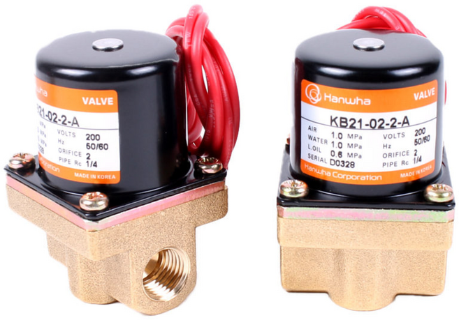 한화밸브 솔레노이드밸브 물용 솔밸브 KB21-02-2-A 상시닫힘 220V 110V 24V, AC220V, 1개