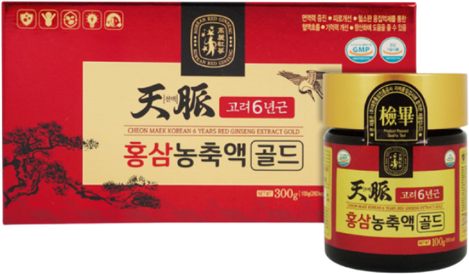 대한홍삼진흥공사 고려6년근 천맥홍삼농축액골드 100g X 3병 부모님 건강 효도 선물, 3개
