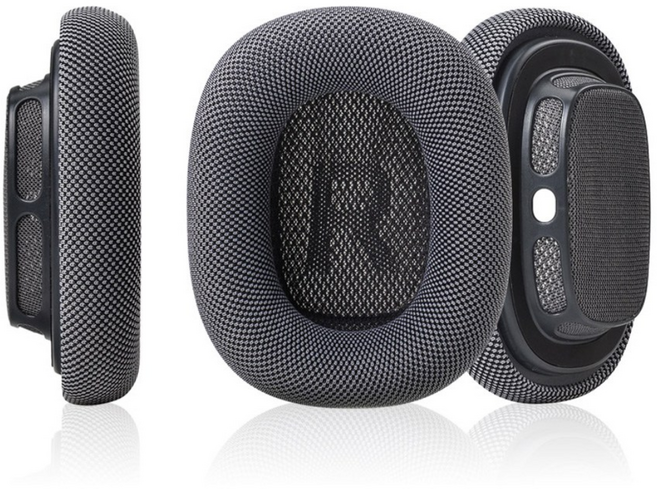 AirPods Max 호환 이어 쿠션 액체 실리콘 차음 + 메모리폼 부드러움 오리지널과 동일한 원통형 통기 원단 1박스(좌우 1개씩 / 총 2개), 3D Grey