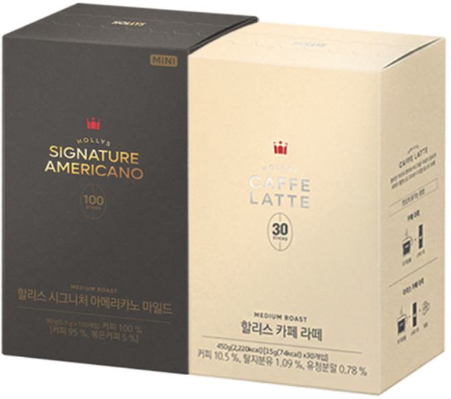 [할리스] 시그니처 아메리카노 미니 마일드 100T + 카페라떼 30T
