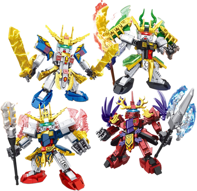 슈퍼로봇 삼국지 전설 4종 블럭 캐릭터 피규어 단체 장난감 선물, 4종 세트, 1개