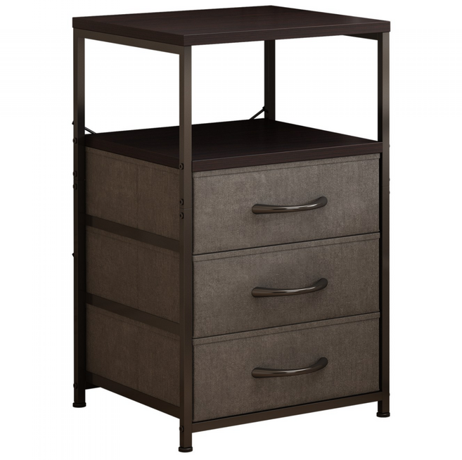 소웰홈 패브릭 서랍형 협탁 선반 포함, 3단, 회색