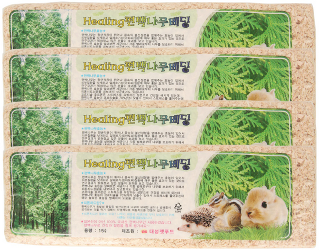 대성펫푸드 편백 톱밥 베딩, 15L, 4개