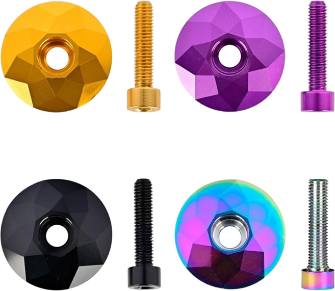 FMFXTR 초경량 CNC 알루미늄 스템 헤드캡 탑캡 볼트 세트, 레인보우, 1개