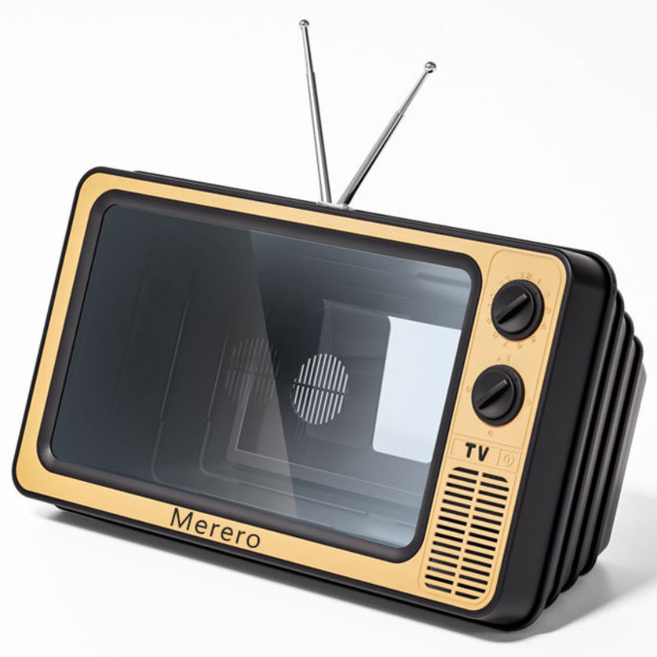 Merero 12인치 레트로 TV 모양 휴대폰 화면 확대기 - 3D 스크린 확장기로 몰입감 있는 영화 비디오 게임 감상, B [골든], 1개