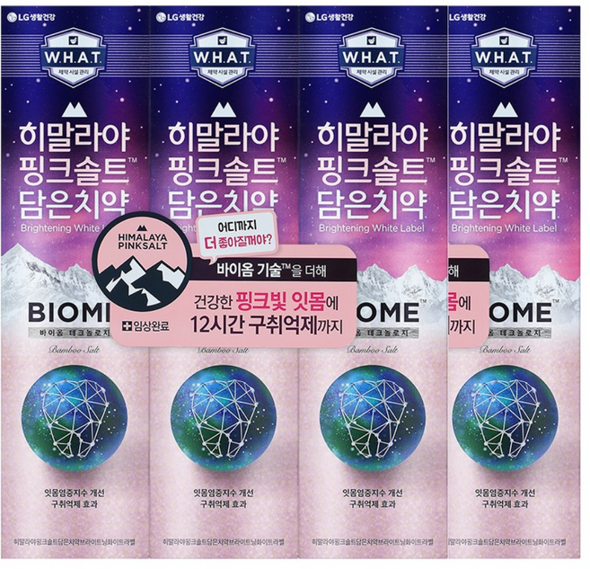 히말라야핑크솔트 바이옴 튜브치약 100g x 4개