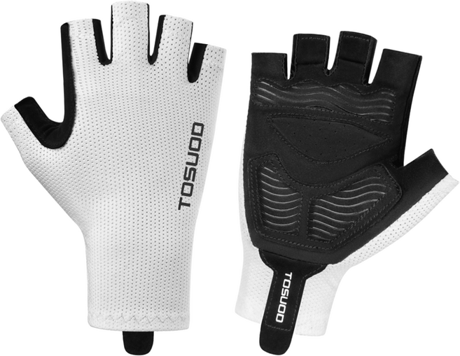 토스오드 자전거 반장갑 미끄럼방지 메쉬 통풍 오토바이 라이딩 남성 여성 여름 스포츠 장갑, 1개, 화이트