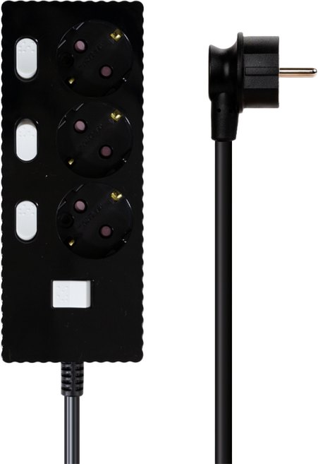 파워존 자동소화 4000W 고용량 웨이브 개별스위치 과부하차단 3구 멀티탭 50cm 1.5m 3m 5m 7m, 자동소화 개별스위치 3구 7m 블랙, 1개