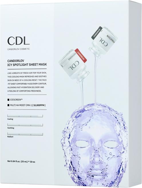 칸도럽 아이시 스팟라이트 시트 마스크 25ml*10ea 멜라닌 기미 잡티 주근깨 색소침착 브라이트닝 화이트닝 리프팅 안면 타이트닝 윤곽 붓기, 1개, 10개입