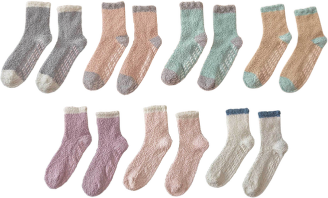 다알리에 세븐컬러 포인트 논슬립 무압박 수면양말 미끄럼방지 7켤레 세트