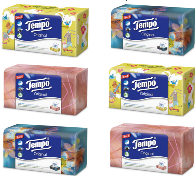 템포 프리미엄 천연펄프 갑티슈 4겹 독일 직수입, 100매입, 6개