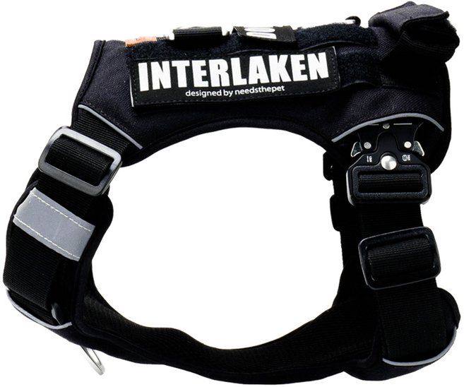 인터라켄 중형견 대형견 커스텀 강아지 하네스, 블랙, 1개