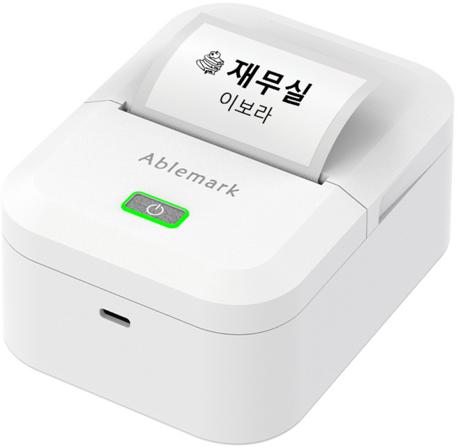 라벨프린터 스티커 라벨 프린터기 바코드 가격표 휴대용 감열식 라벨기 사무용 상점용 Ablemark M60, 1개, 라벨기 흰색+라벨지 하얀색 1롤 (50*30mm)