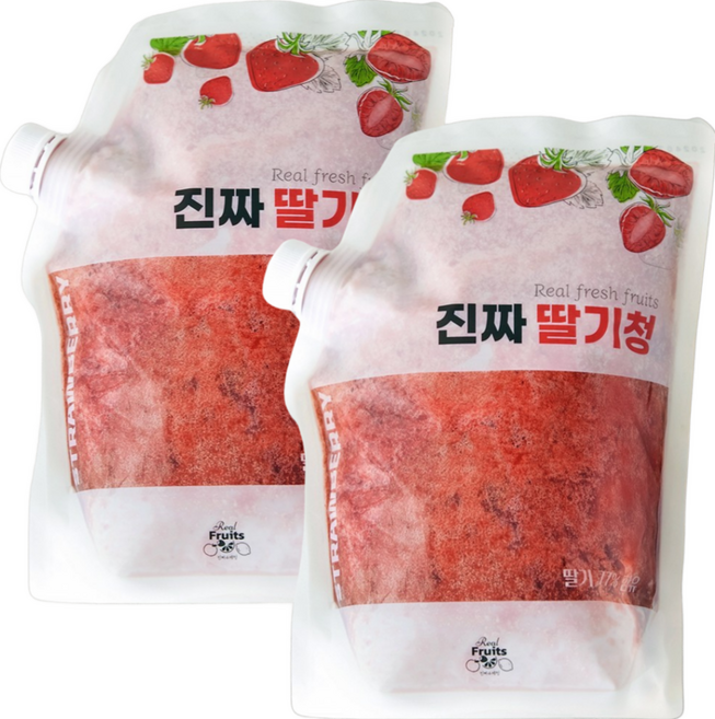 푸드마실 진짜 딸기청 리얼 스트로베리, 1kg, 1개입, 2개