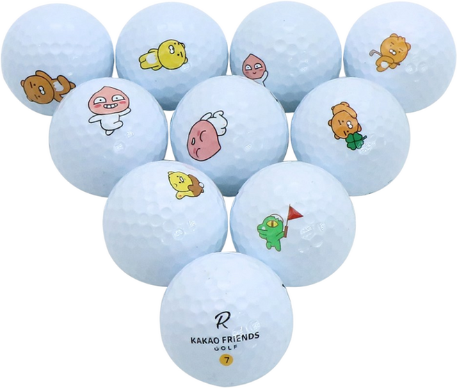 카카오프렌즈골프 유니크에픽 혼합 골프 로스트볼 A+급, 1세트, 10개입, 화이트