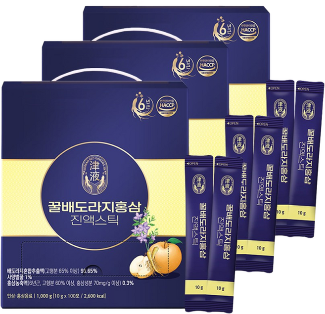 인삼농협 동의삼 꿀배도라지홍삼 진액스틱 (100포) 3ea, 1kg, 3개